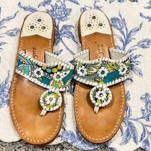 Jack Rogers Navajo  Women's Sandals - White and Blue Floral